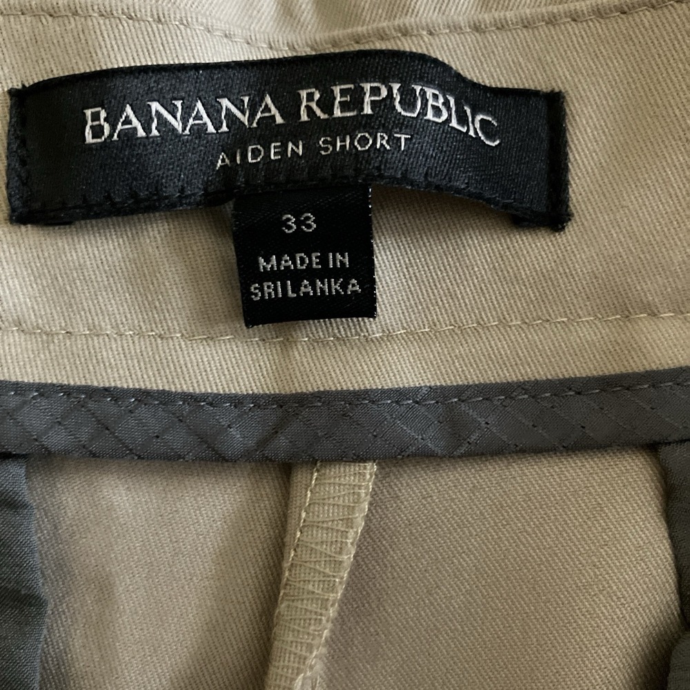 Banana Republic Mens Beige Stretch Mid-Rise Aiden Slim Chino Shorts Size 33 - Picture 3 of 6